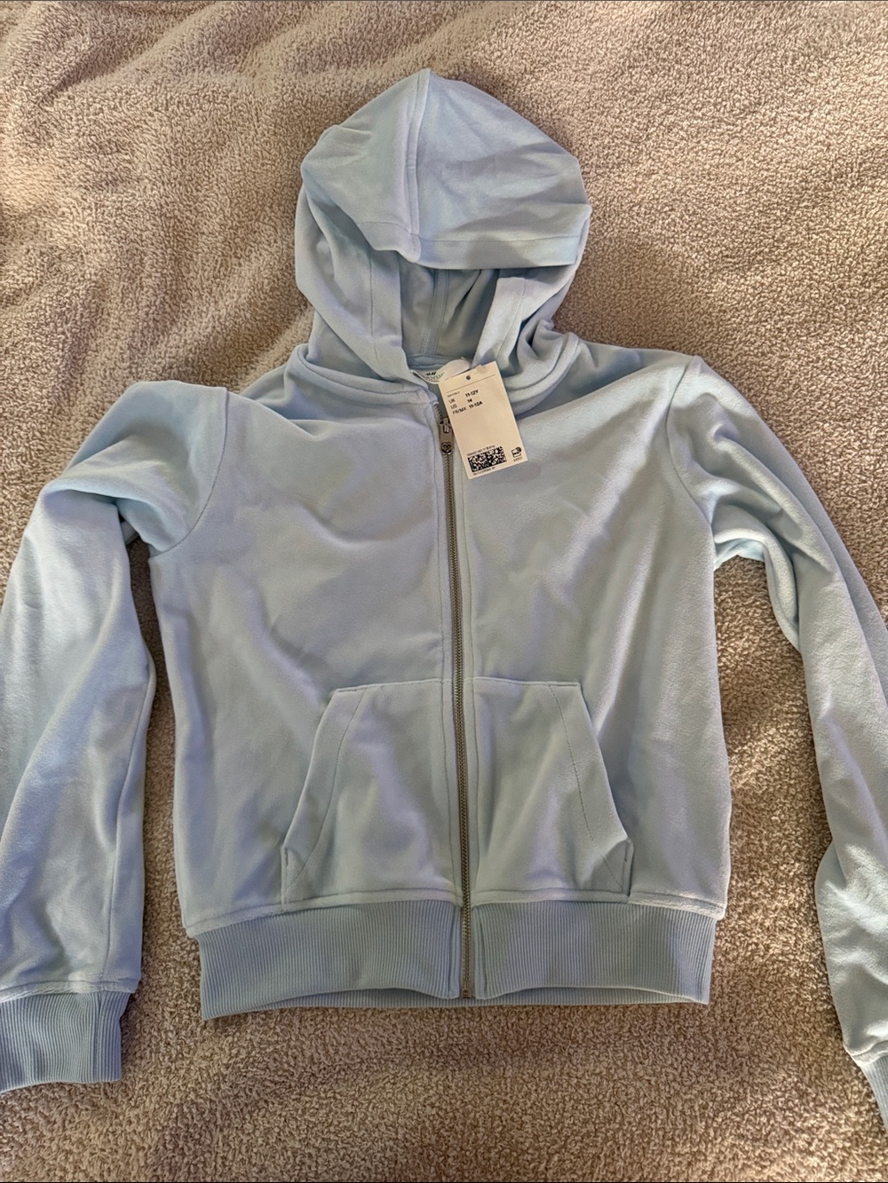 H&M Light Blue Kids Zip-Up Hoodie with Hood
